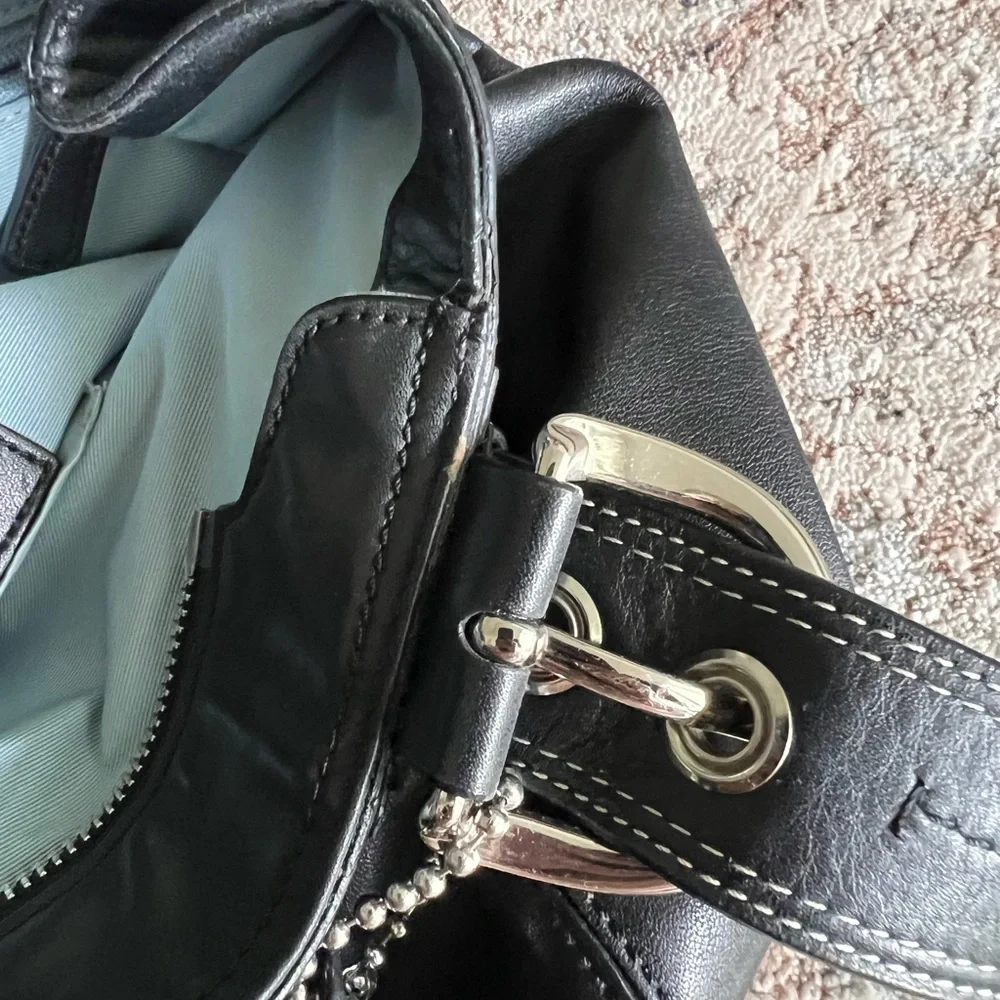 Coach Vintage SoHo Black Leather Pleated Hobo Shoulder Bag Tote F15045 EUC - Picture 9 of 12